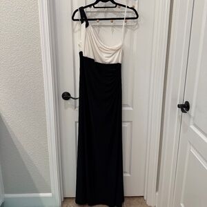 One-Shoulder Beaded Color Block Dress by Ralph Lauren size 12